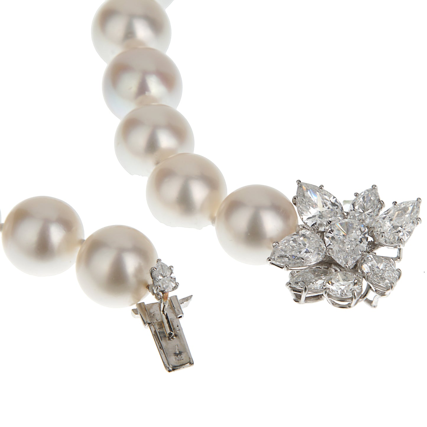 Harry Winston Cluster Pearl Platinum Diamond Necklace