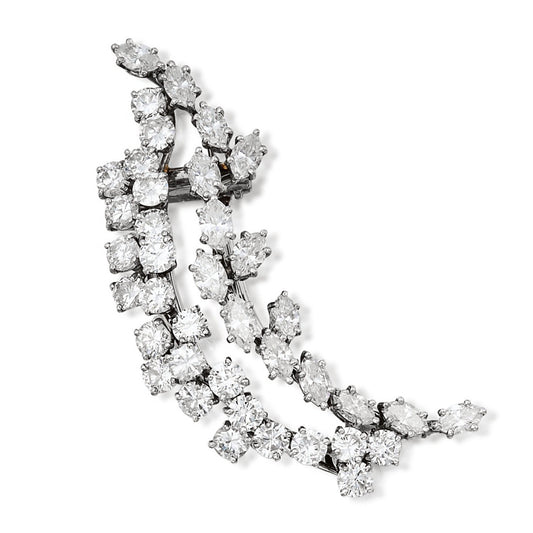 Harry Winston Cluster Vintage Platinum Diamond Brooch Necklace