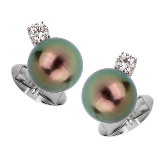Harry Winston Pearl Diamond Platinum Cufflinks