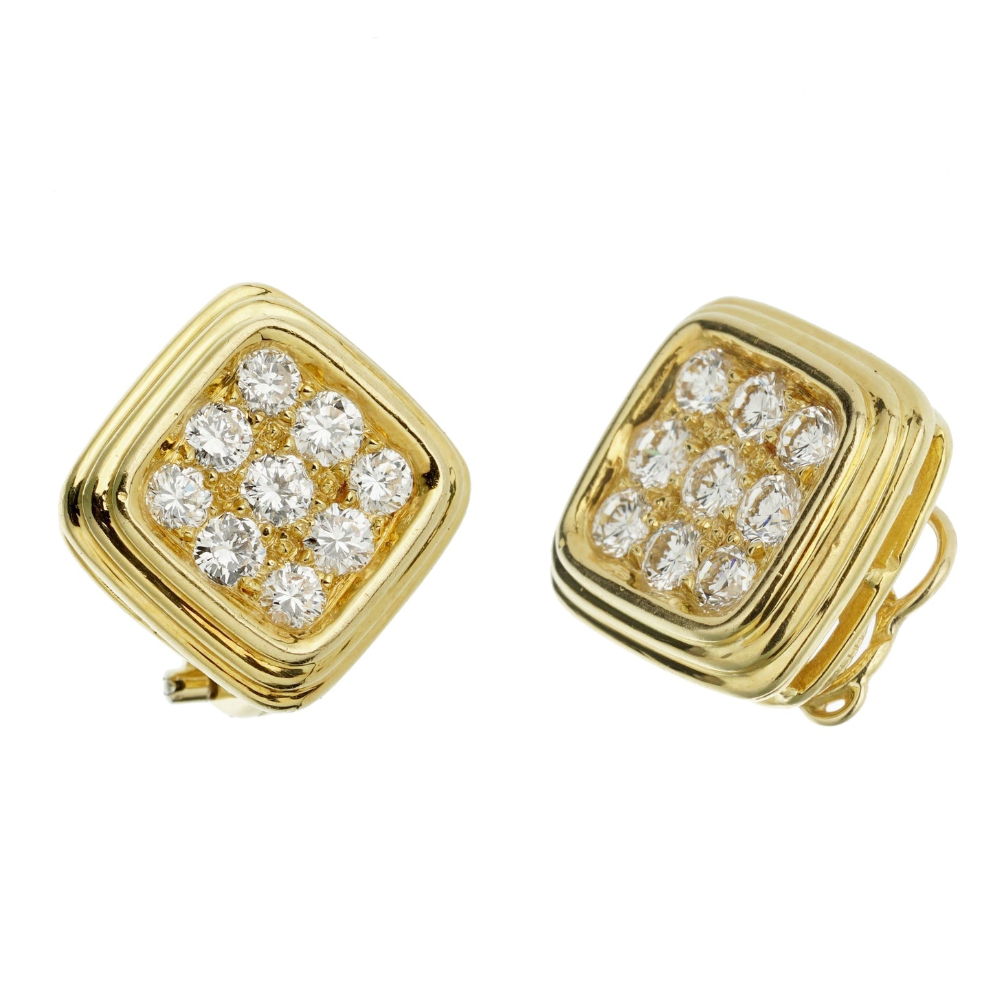 Harry Winston Vintage 18k Yellow Gold Diamond Earrings