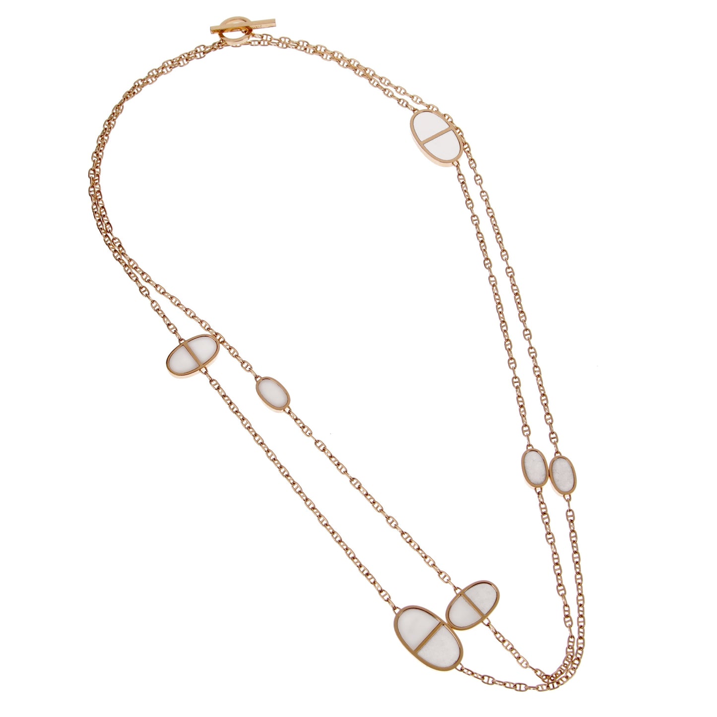 Hermes Ceramic Rose Gold Chaine d'Ancre Sautoir Necklace