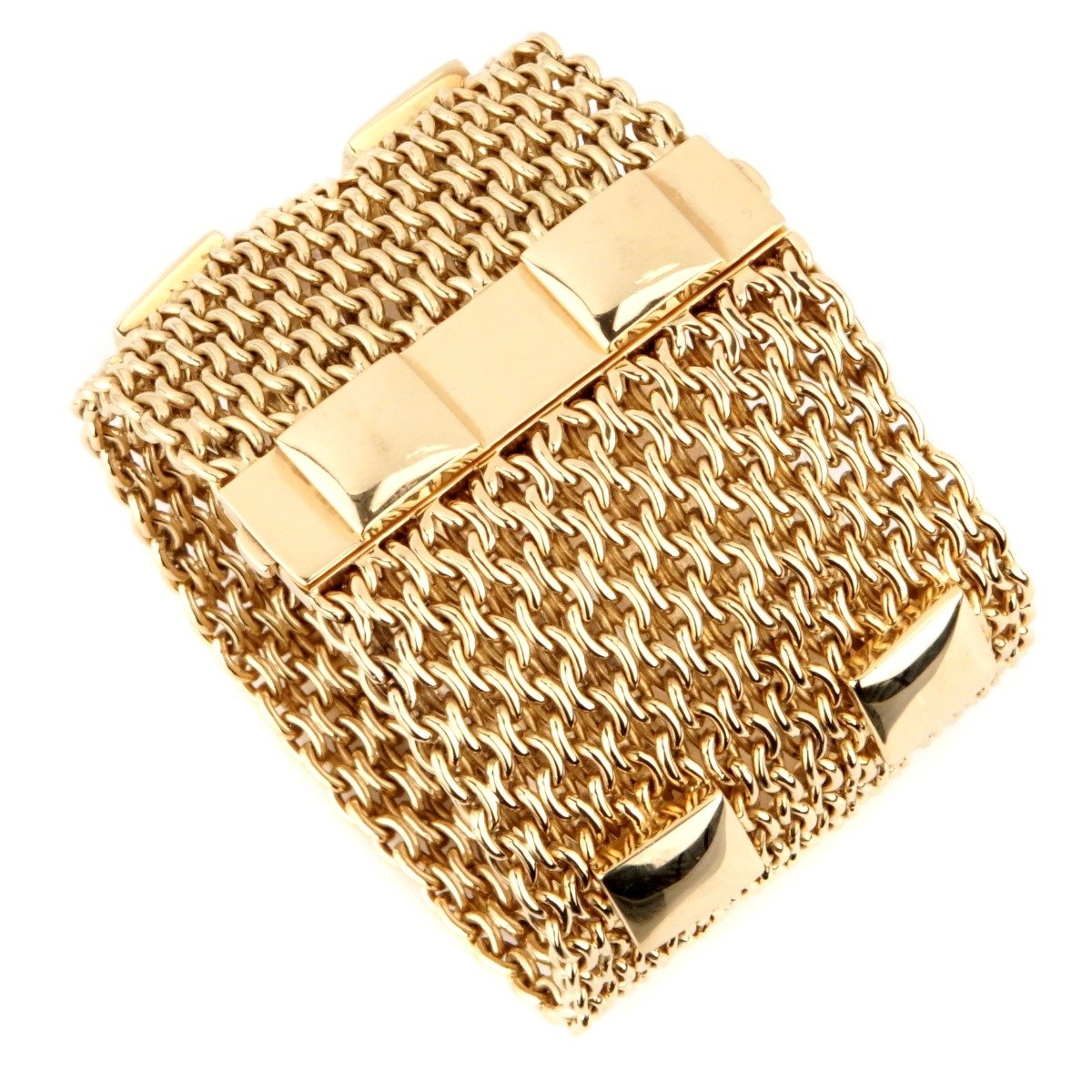 Hermes Collier De Chein Mesh Gold Bracelet