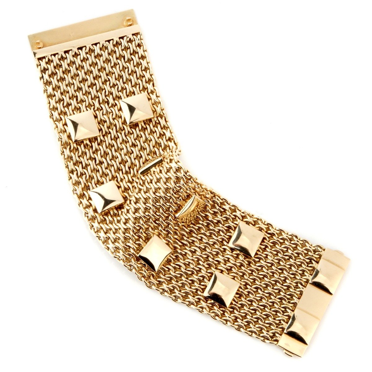 Hermes Collier De Chein Mesh Gold Bracelet