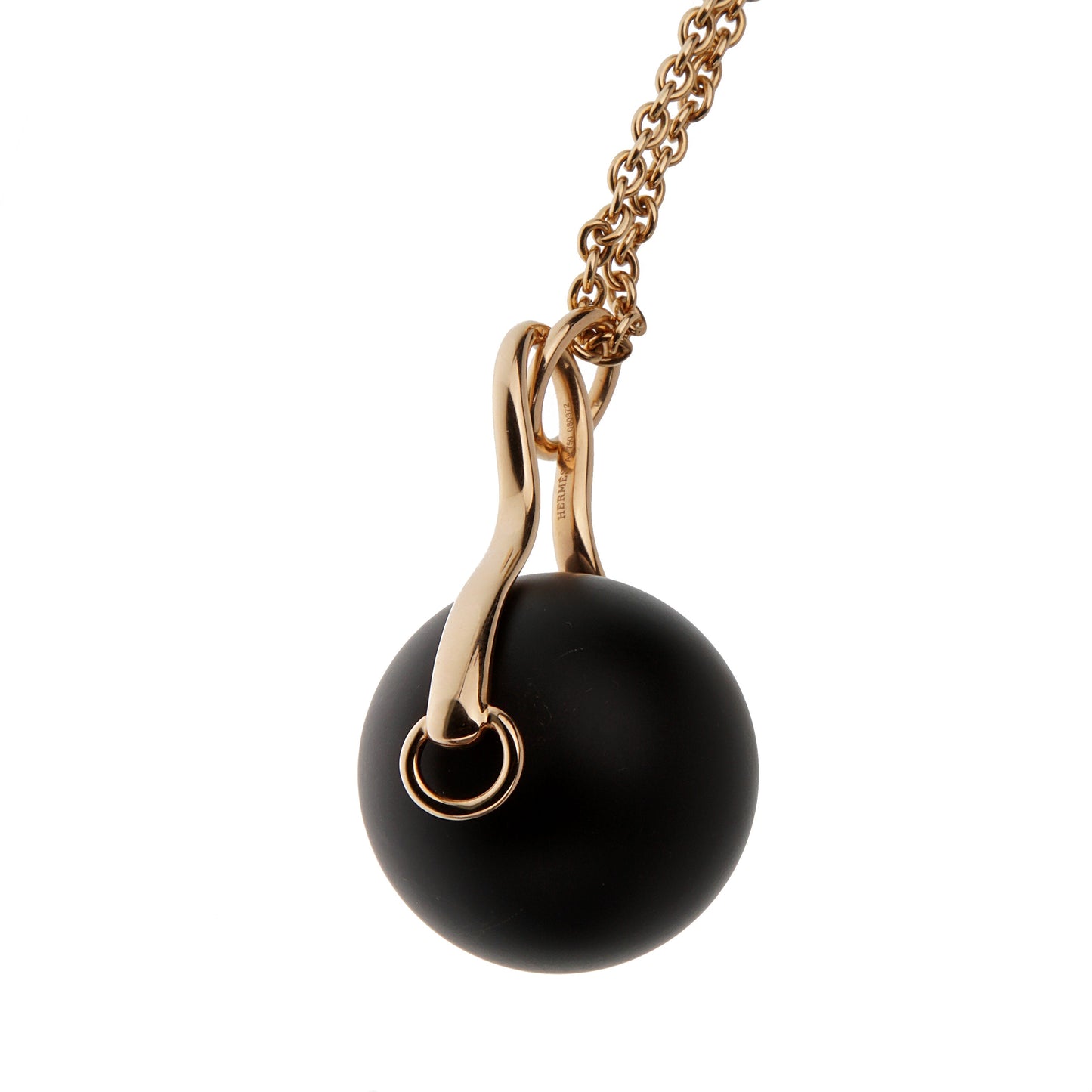 Hermes Horsebit 18k Rose Gold Sautoir Pendant Necklace