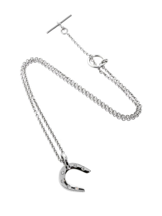 Hermes Horseshoe Diamond Necklace in White Gold