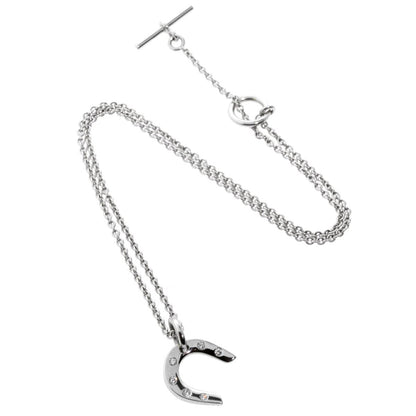 Hermes Horseshoe White Gold Diamond  Necklace