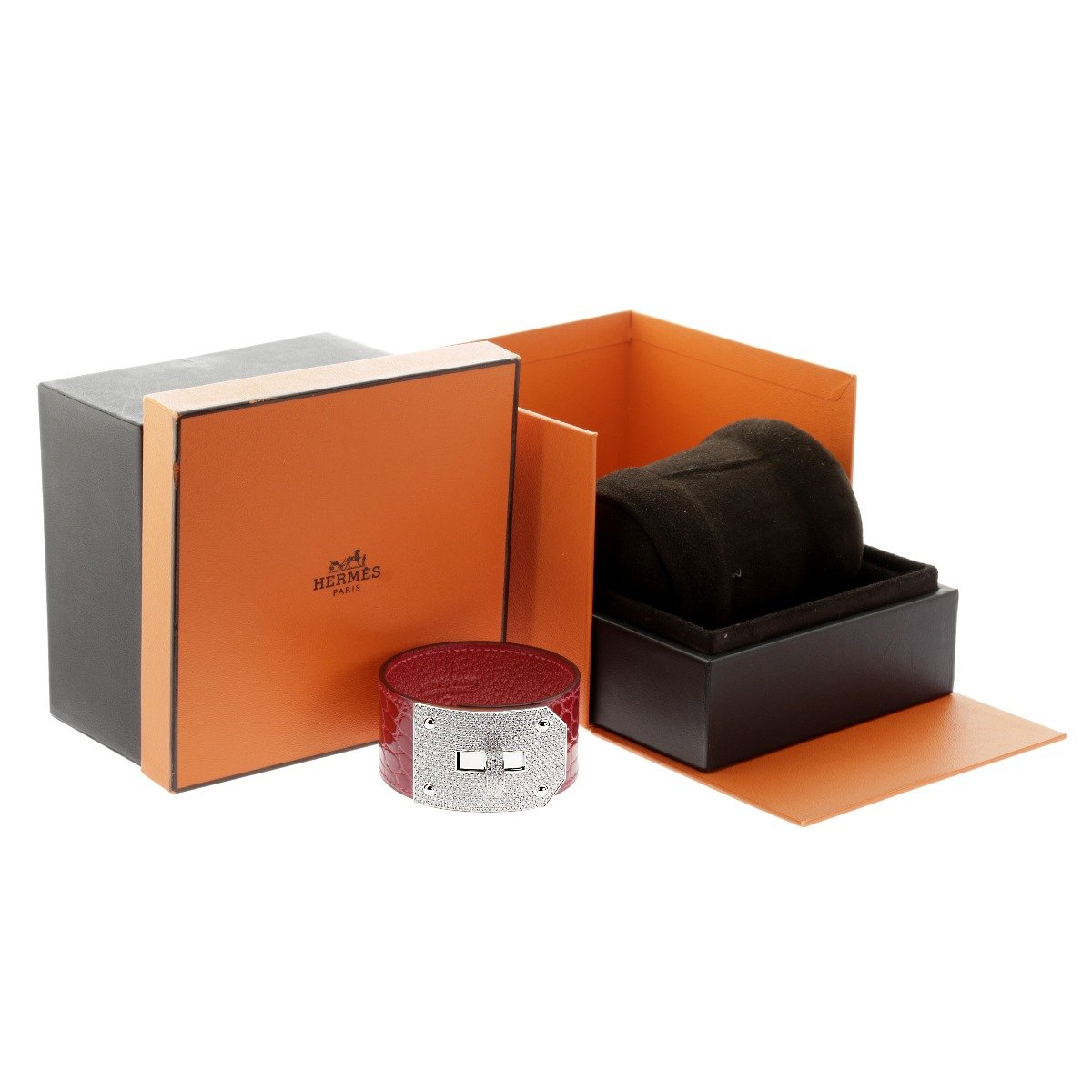 Hermes Kelly Diamond Alligator Leather Bracelet