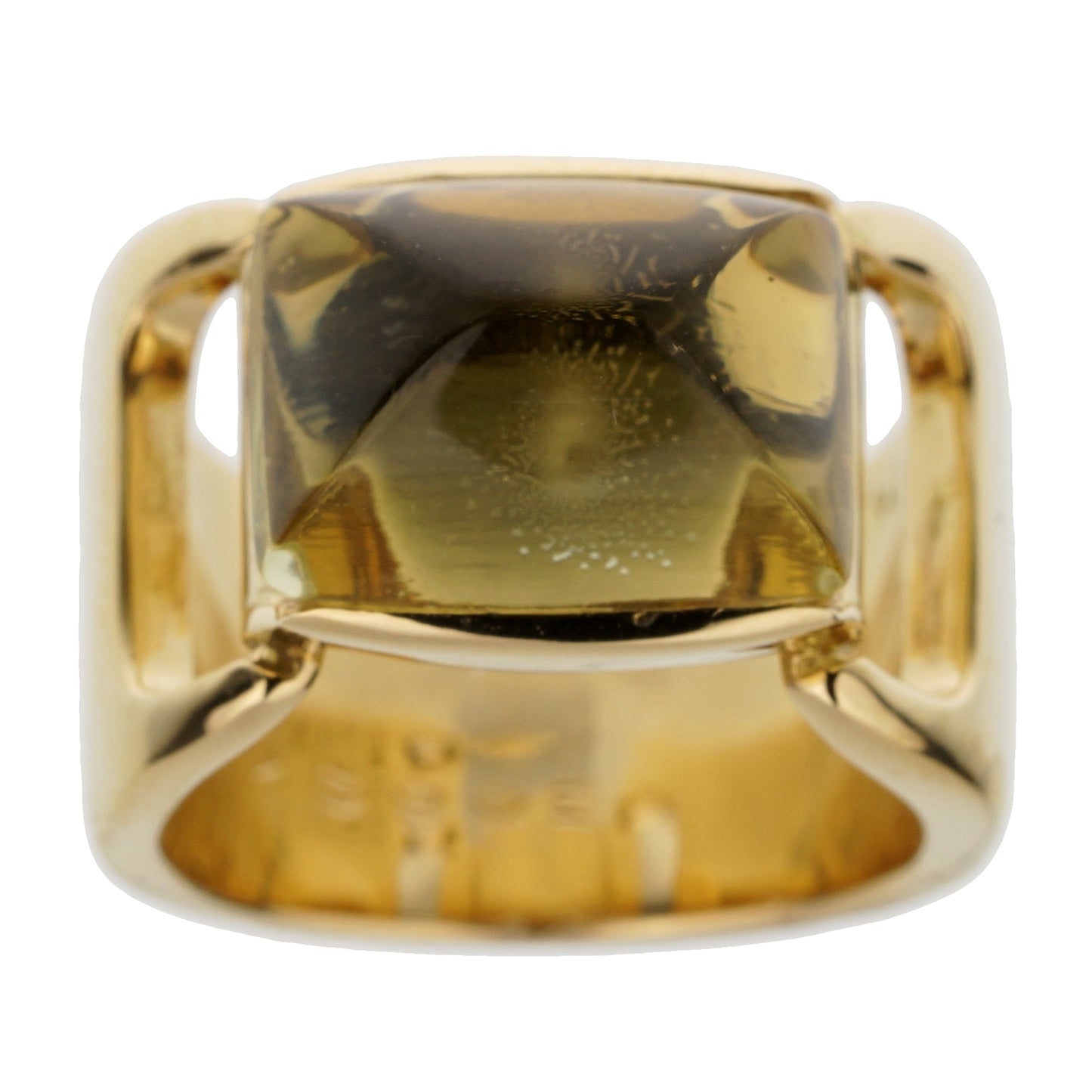 Hermes Lemon Quartz Vintage Cocktail Yellow Gold Ring Sz 5 1/4