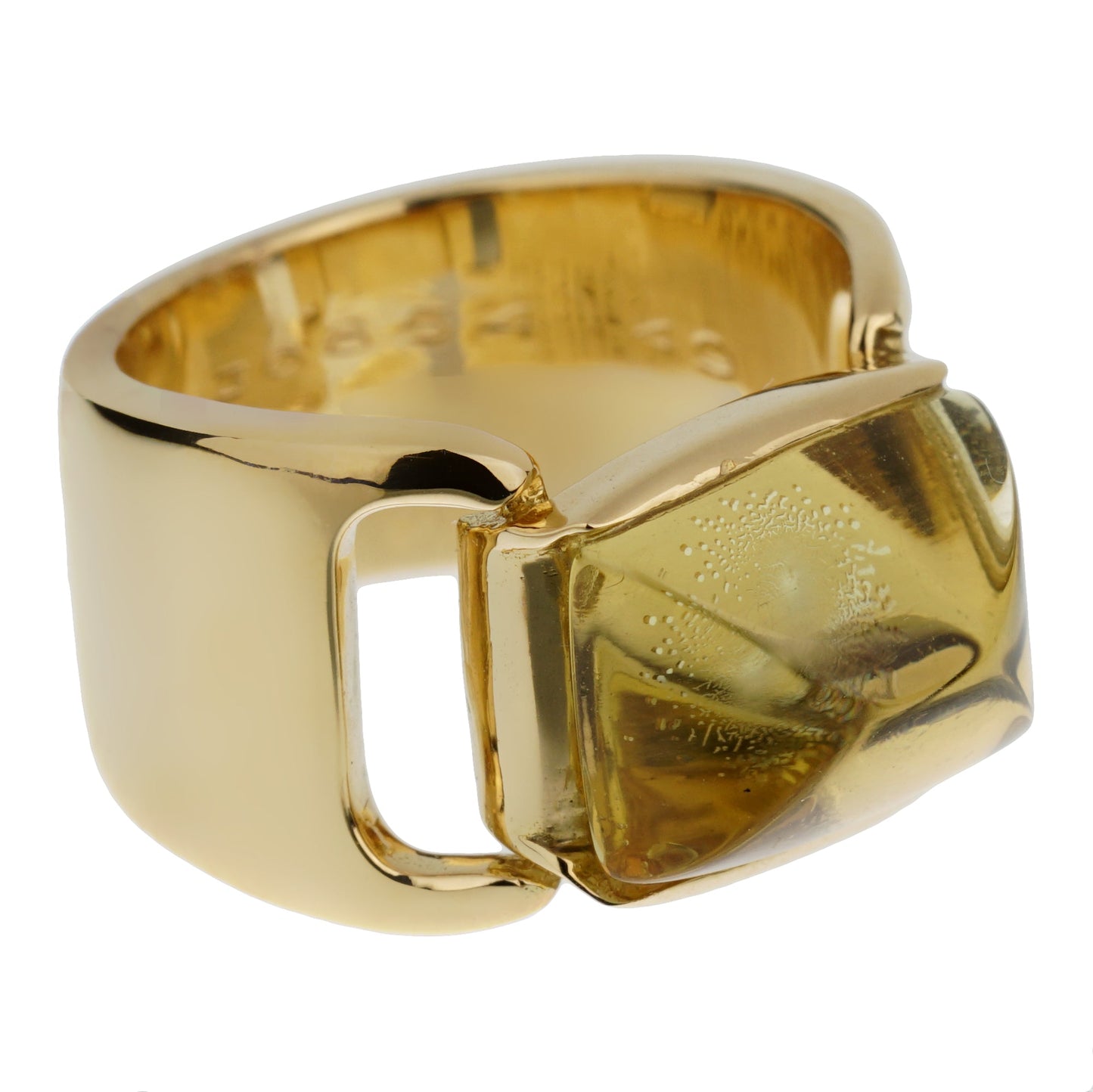 Hermes Lemon Quartz Vintage Cocktail Yellow Gold Ring Sz 5 1/4