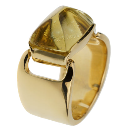 Hermes Lemon Quartz Vintage Cocktail Yellow Gold Ring Sz 5 1/4