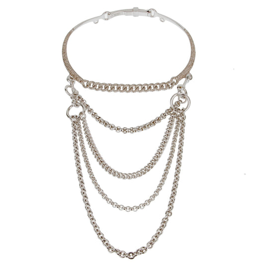 Hermes Long Chain Diamond 10.88ct Silver Choker Necklace