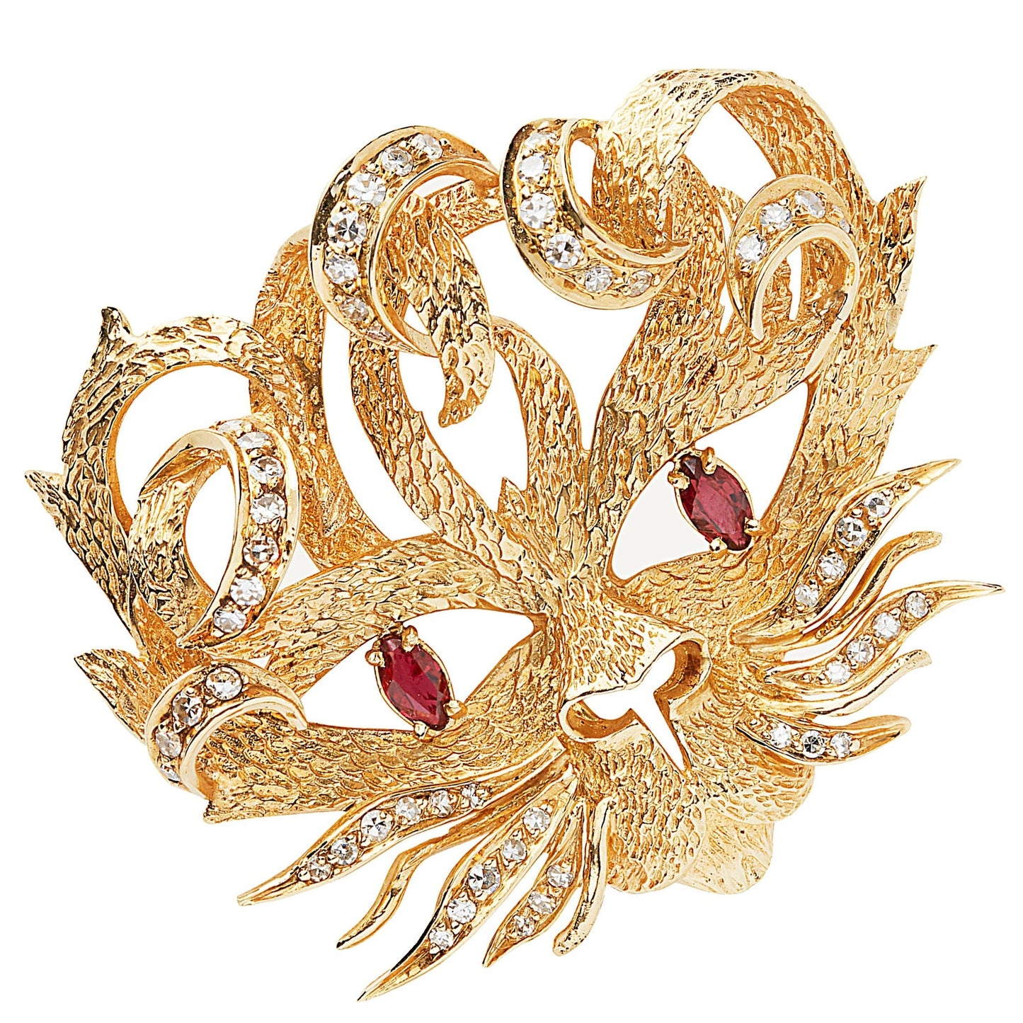 Hermes Mistigri Ruby Diamond 18k Yellow Gold Vintage Brooch