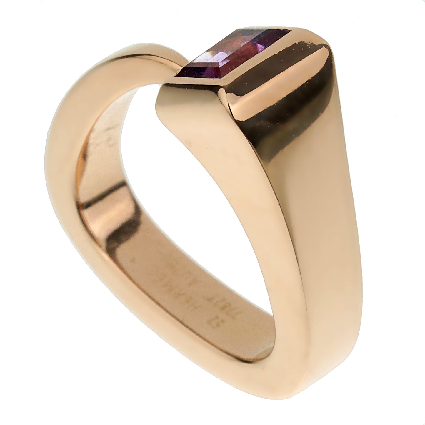 Hermes Nail 18k Rose Gold Amethyst Cocktail Ring