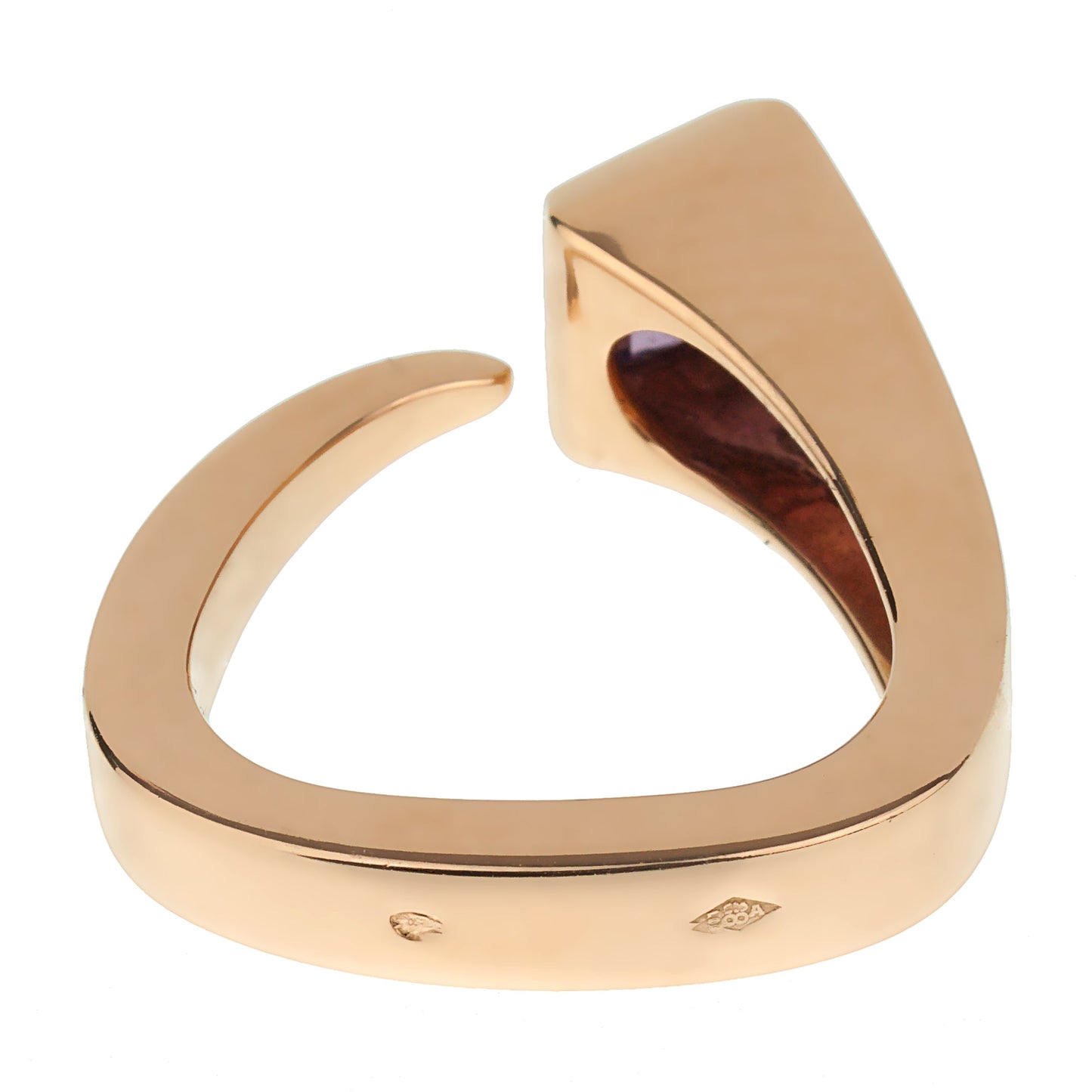 Hermes Nail 18k Rose Gold Amethyst Cocktail Ring