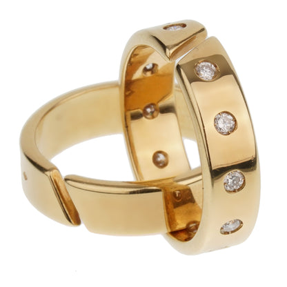 Hermes Paris Diamond 18k Yellow Gold Rolling Ring Bands