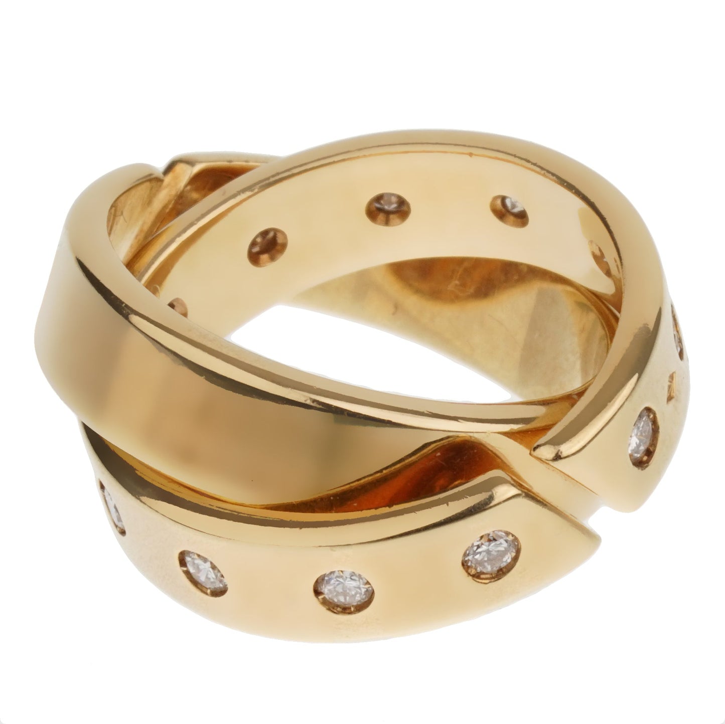 Hermes Paris Diamond 18k Yellow Gold Rolling Ring Bands