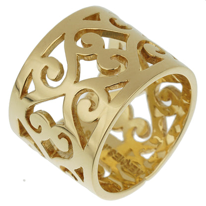 Hermes Paris Vintage Openwork 18k Yellow Gold Band Ring Sz 7 1/2