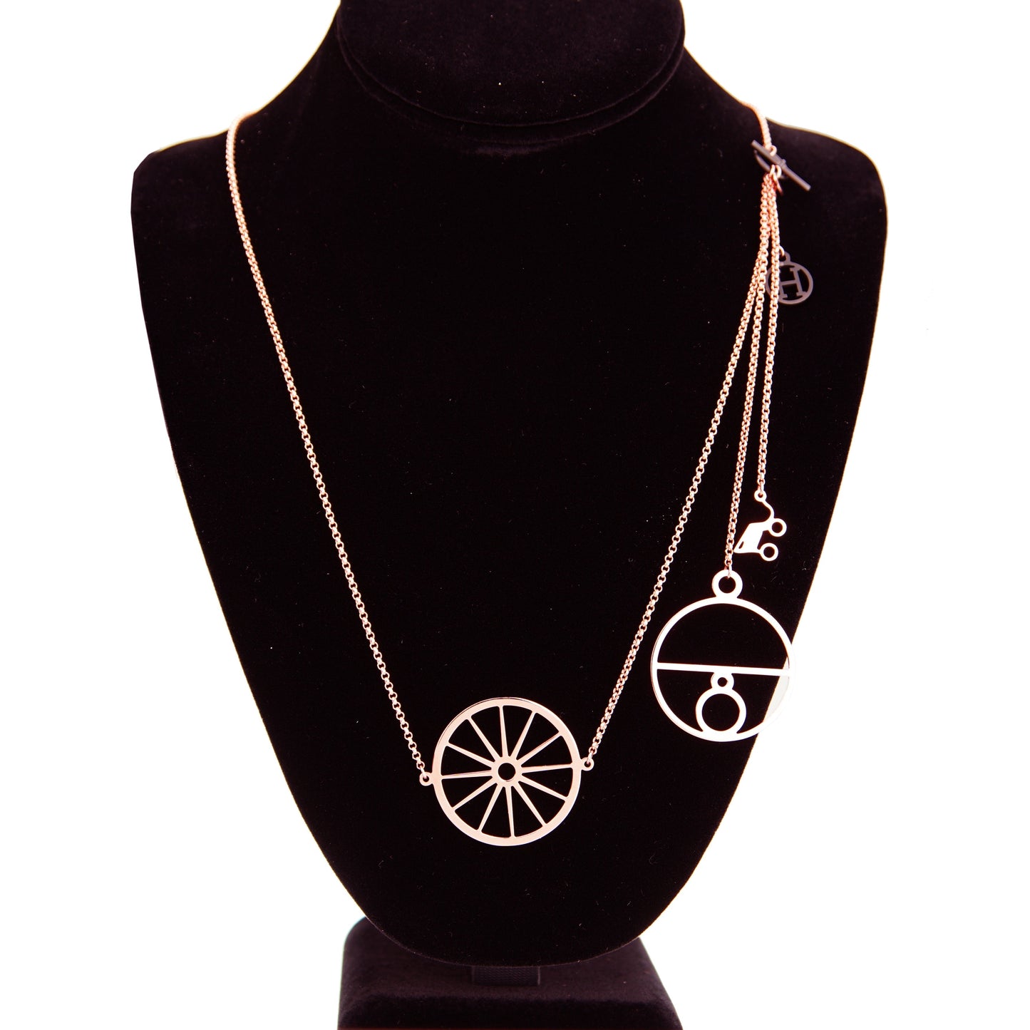 Hermes Rose Gold Long Charm Chain Necklace