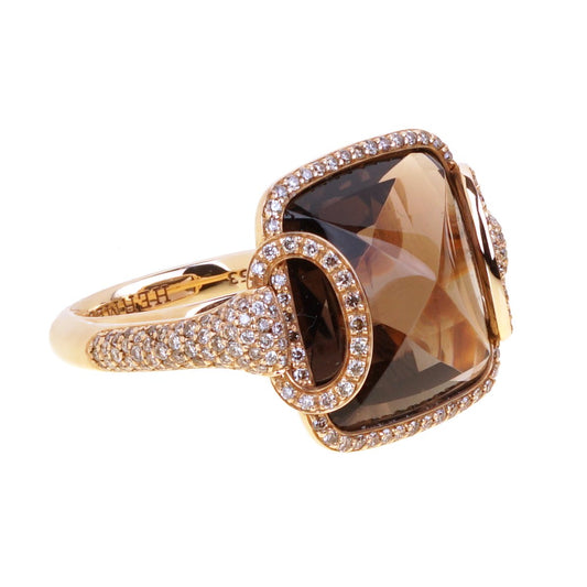 Hermes Smokey Quarts Fancy Diamond Cocktail Ring