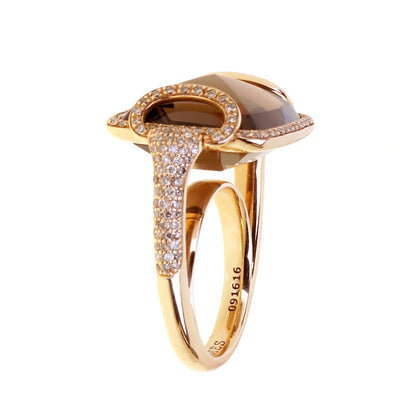 Hermes Smokey Quarts Fancy Diamond Cocktail Ring