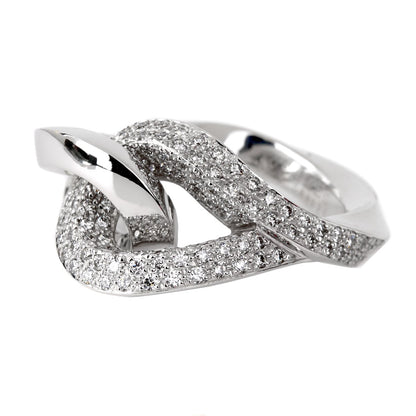 Hermes Twisted Pave Diamond Gold Ring