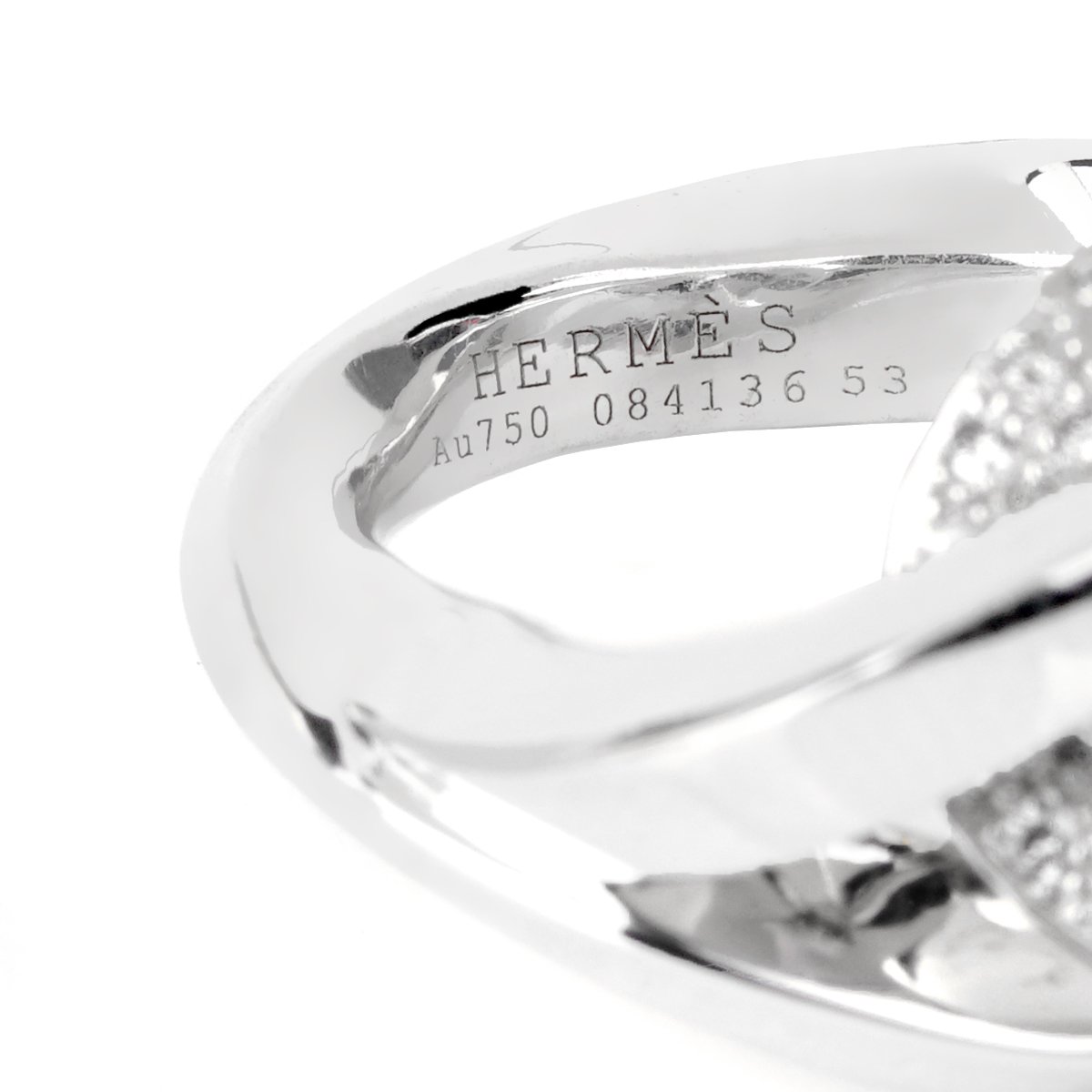 Hermes Twisted Pave Diamond Gold Ring