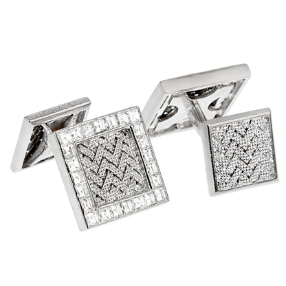 Hermes Vintage Important Diamond White Gold Cuff Links