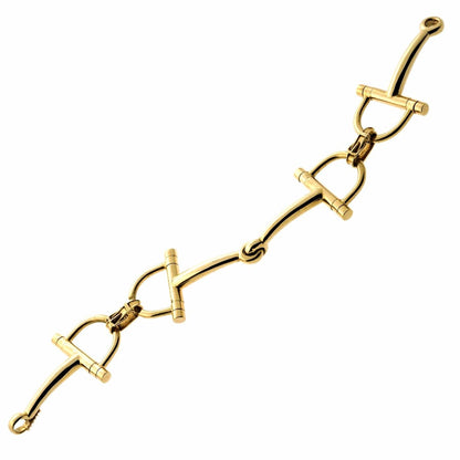 Hermes Vintage Stirrup Yellow Gold Bracelet