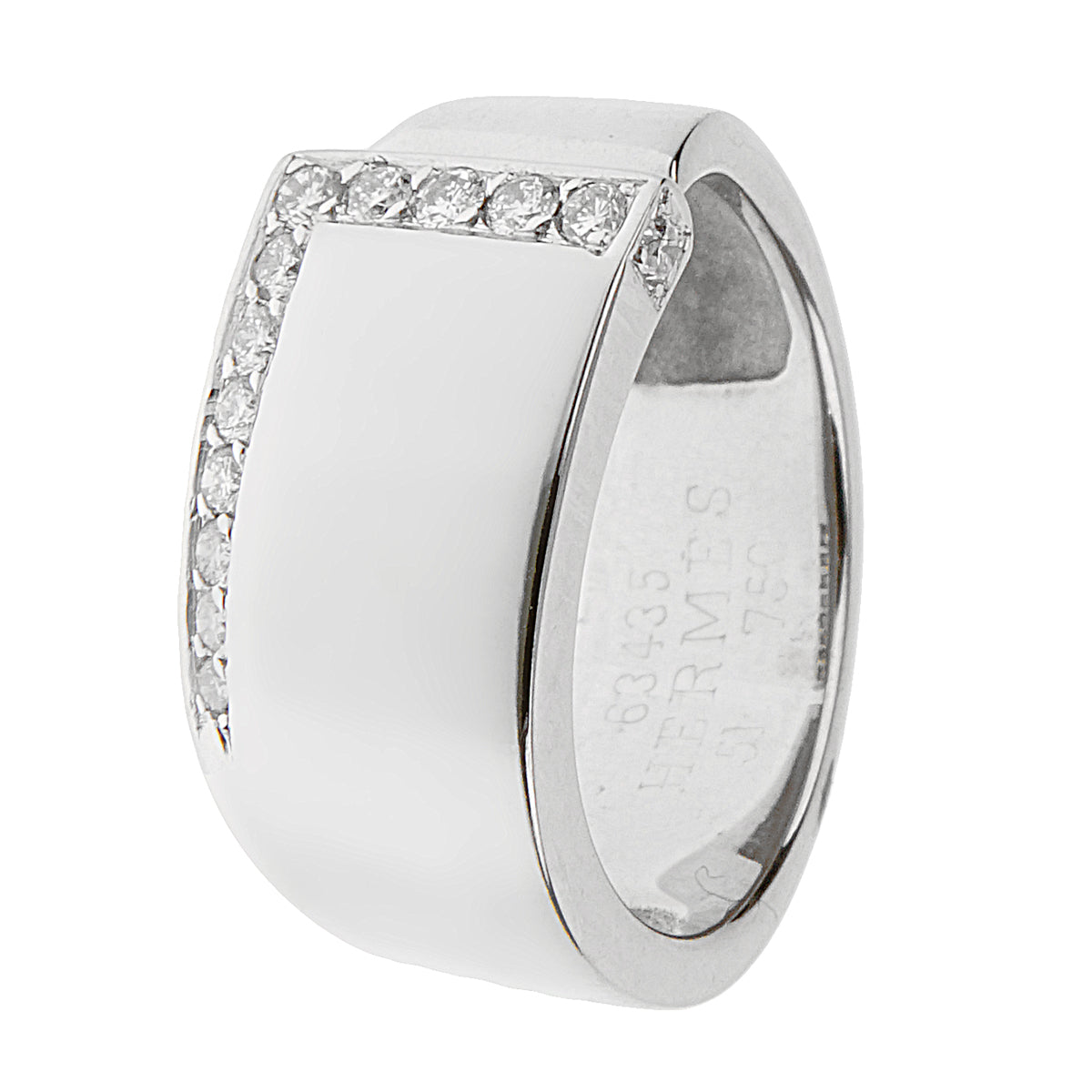 Hermes White Gold Diamond Cocktail Ring Sz 6