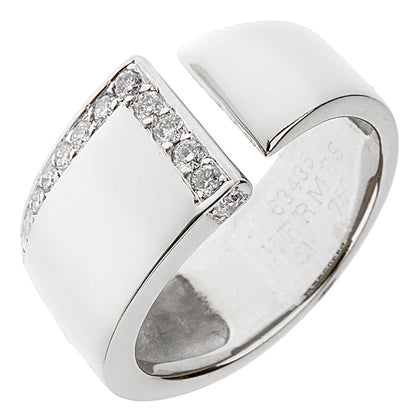 Hermes White Gold Diamond Cocktail Ring Sz 6