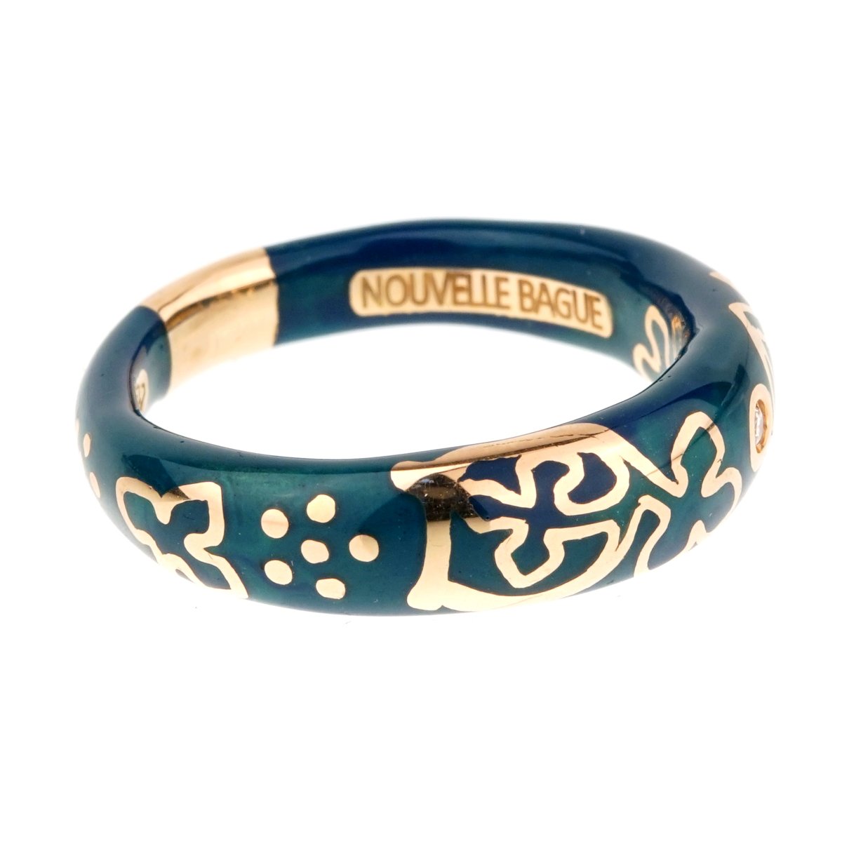 La Nouvelle Bague Blue Enamel Rose Gold Diamond Ring