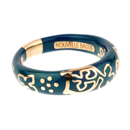 La Nouvelle Bague Blue Enamel Rose Gold Diamond Ring