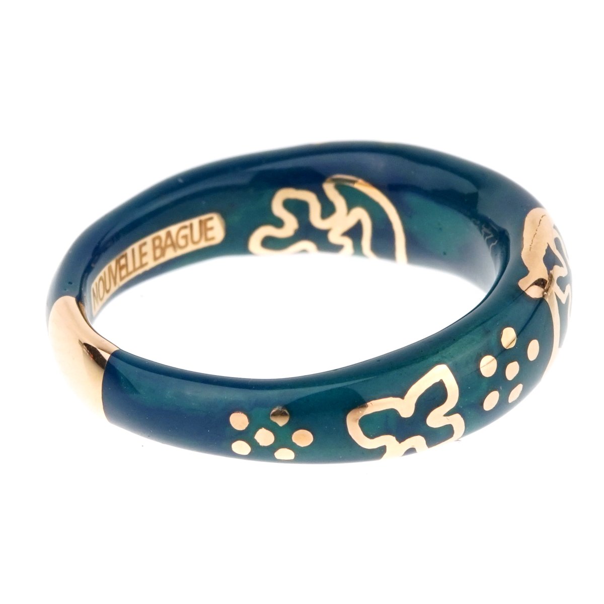 La Nouvelle Bague Blue Enamel Rose Gold Diamond Ring