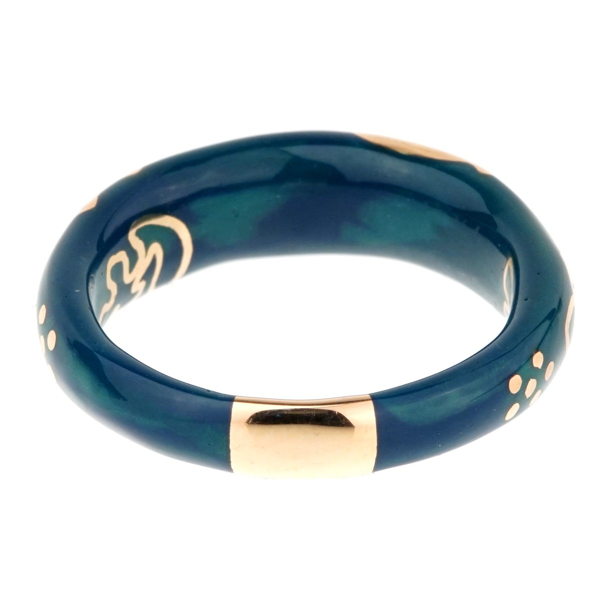 La Nouvelle Bague Blue Enamel Rose Gold Diamond Ring