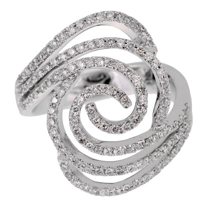 Ladies White Gold Diamond Swirl Cocktail Ring Sz 6 1/4
