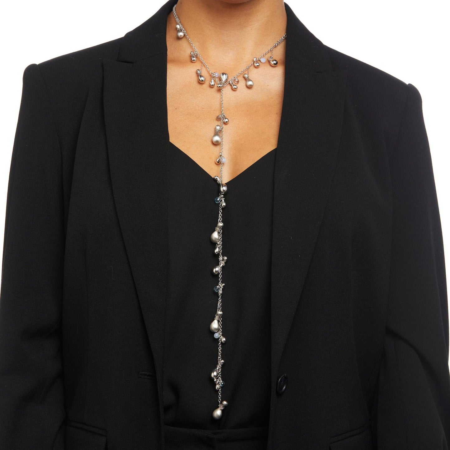 Laurentia Topaz Chalcedony White Gold Drop Necklace