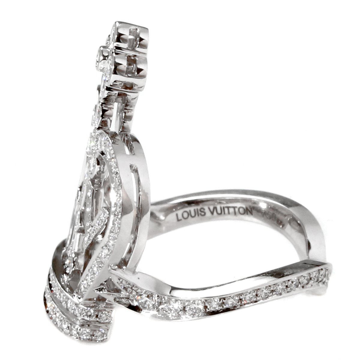 Louis Vuitton Diamond Crown 18k White Gold Cocktail Ring