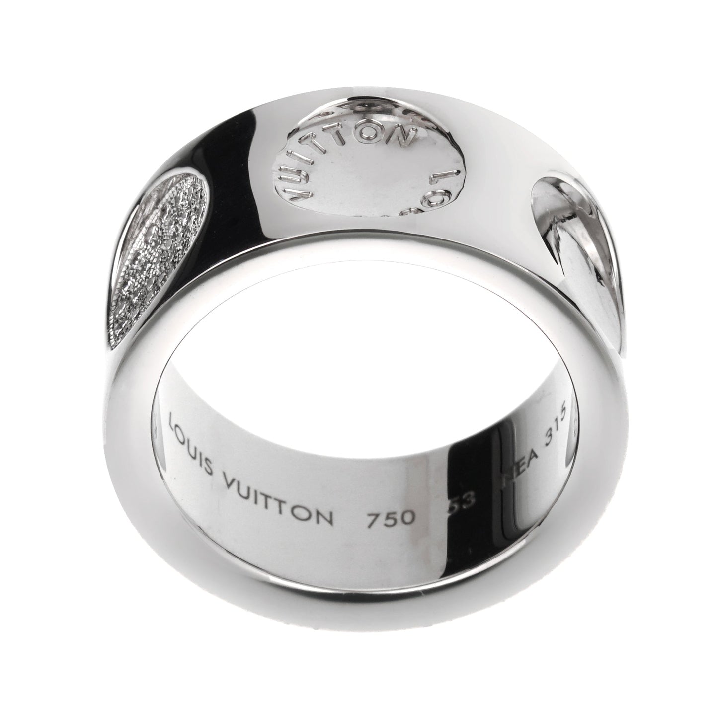 Louis Vuitton Diamond Empreinte Large White Gold Diamond Band Ring