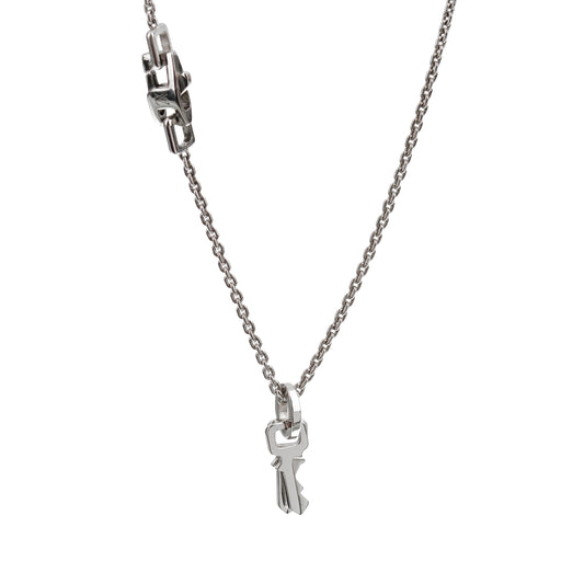 Louis Vuitton Lock it Double Key White Gold Pendant Necklace