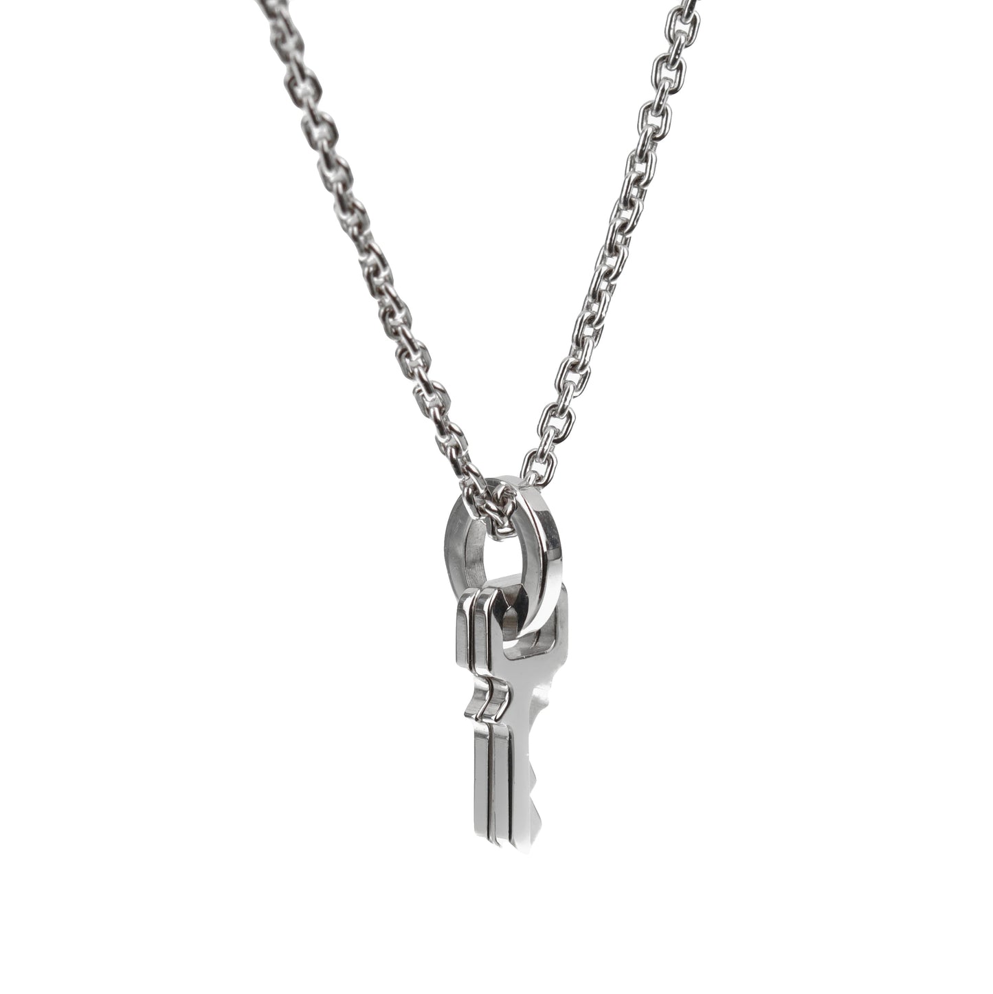Louis Vuitton Lock it Double Key White Gold Pendant Necklace