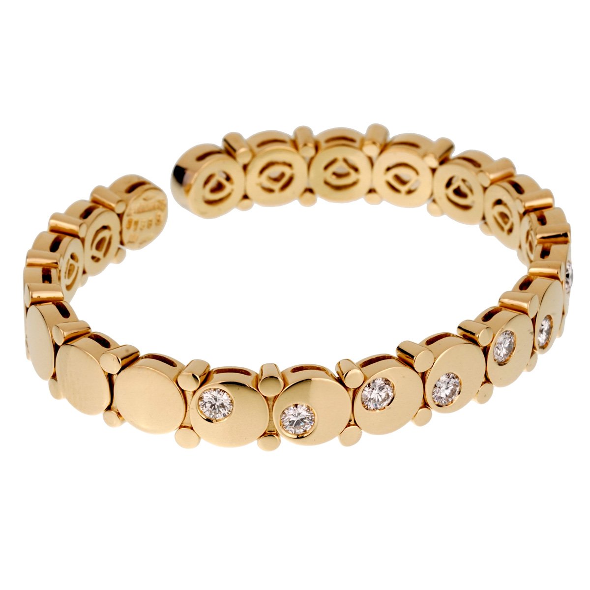 Marina B Diamond Yellow Gold Cuff Bangle Bracelet