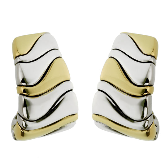 Marina B Vintage Kar Yellow Gold Stainless Steel Clip On Earrings