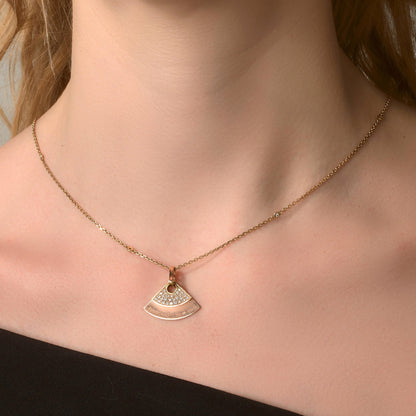 Mauboussin Rose Gold Diamond Fan Pendant Necklace