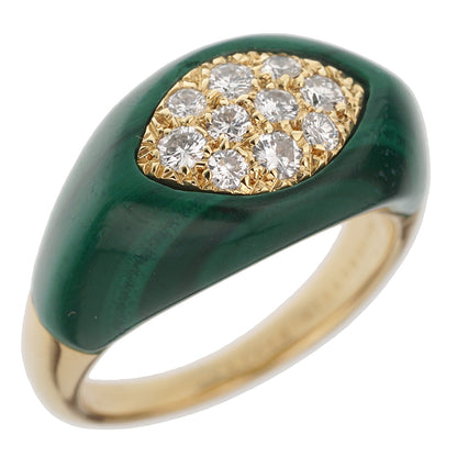 Mauboussin Vintage Malachite Diamond Yellow Gold Ring