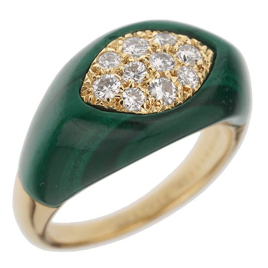 Mauboussin Vintage Malachite Diamond Yellow Gold Ring