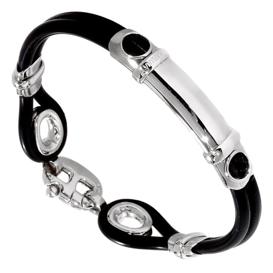 Mens Baraka White Gold Rubber Bracelet