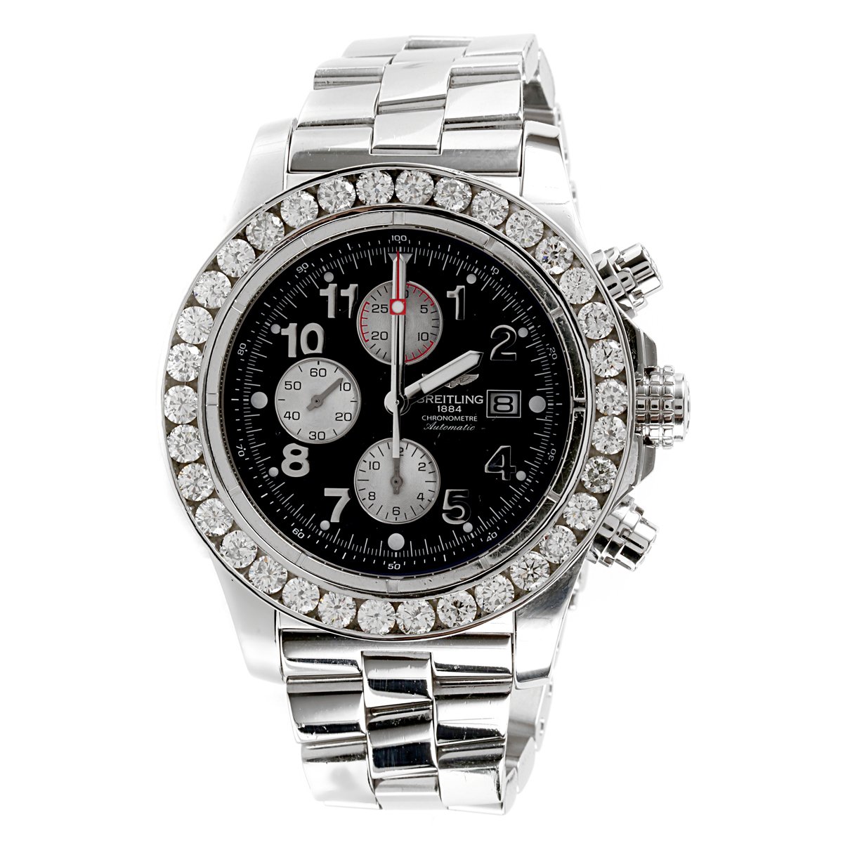 Mens Breitling Super Avenger Stainless Steel Diamond Watch A13370