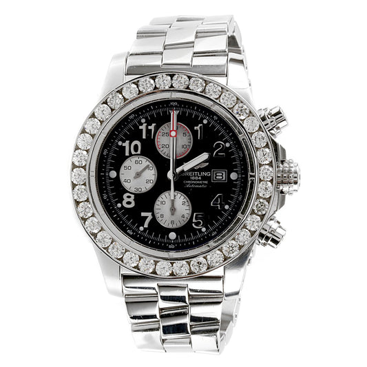 Mens Breitling Super Avenger Stainless Steel Diamond Watch A13370