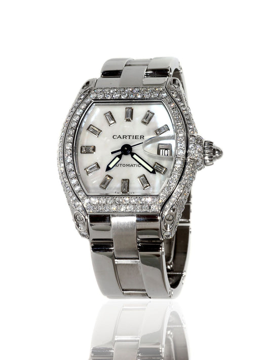 Mens Cartier Roadster Stainless Steel Diamond Watch