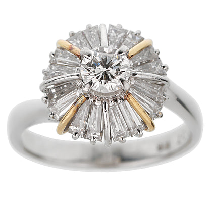 Mikimoto Ballerina Platinum Diamond Cocktail Ring Size 5 3/4